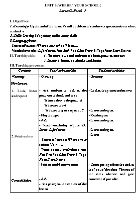 Giáo án Tiếng Anh Lớp 4 - Unit 6 đến 9